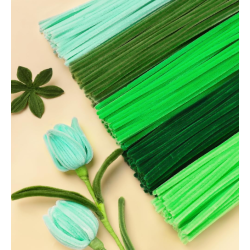Green Pipe Cleaners,500pcs in 5 Colors, Chenille Stems for Art and Craft Projects, Flower DIY Decorations