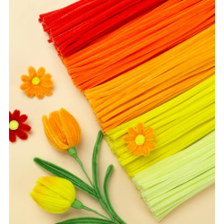 Orange Pipe Cleaners,500pcs in 5 Colors, Chenille Stems for Art and Craft Projects,Flower DIY Decorations