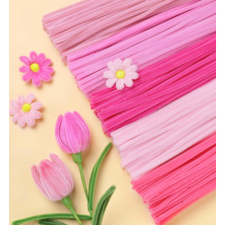 Pink Pipe Cleaners,500pcs in 5 Colors, Chenille Stems for Art and Craft Projects,Flower DIY Decorations