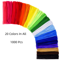 Pipe Cleaners,1000 pcs and 20 Assorted Colors 12 inch Chenille Stems for DIY Art Creative Crafts Decorations