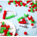 500 Pcs 0.5 Inch Polypropylene Pompoms for Craft Making, Small Pom Poms Balls Art and Craft DIY Decorations(Red, Green, White)