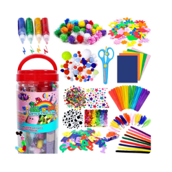 Jar Set (Mega) Arts and Crafts Supplies for Kids -Christmas Crafts Kits with Pipe Cleaners, Construction Paper, Pom poms Googly Eyes, Crafts for Kids Ages 4-8, School Craft Projects, Birathday Gifts for Girls