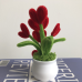 2 PCS * Handmade Pipe Cleaner Red Love Heart Green Leaves with Flowers Potted Plant Artificial Simulation Flowers Indoor Home Desktop Party Wedding Decor 