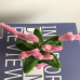 2 PCS * Handmade Pipe Cleaner Pink Love Heart Green Leaves with Flowers Potted Plant Artificial Simulation Flowers Indoor Home Desktop Party Wedding Decor 