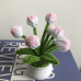 2 PCS * Handmade Pipe Cleaner White & Pink Flower Buds Green Leaves with Flowers Potted Plant Artificial Simulation Flowers Indoor Home Desktop Party Wedding Decor 