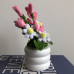 Handmade Pipe Cleaner White Daisy Flower Pink Love Heart Green Leaves with Flowers Potted Plant Artificial Simulation Flowers Indoor Home Desktop Party Wedding Decor 