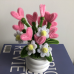 Handmade Pipe Cleaner White Daisy Flower Pink Love Heart Green Leaves with Flowers Potted Plant Artificial Simulation Flowers Indoor Home Desktop Party Wedding Decor 