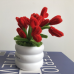 Handmade Pipe Cleaner Red Love Hearts Green Leaves with Flowers Potted Plant Artificial Simulation Flowers Indoor Home Desktop Party Wedding Decor 