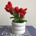 Handmade Pipe Cleaner Red Love Hearts Green Leaves with Flowers Potted Plant Artificial Simulation Flowers Indoor Home Desktop Party Wedding Decor 