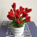Handmade Pipe Cleaner Red Love Hearts Green Leaves with Flowers Potted Plant Artificial Simulation Flowers Indoor Home Desktop Party Wedding Decor 
