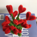 Handmade Pipe Cleaner Red Love Hearts Green Leaves with Flowers Potted Plant Artificial Simulation Flowers Indoor Home Desktop Party Wedding Decor 