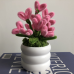 Handmade Pipe Cleaner Pink Love Hearts Green Leaves with Flowers Potted Plant Artificial Simulation Flowers Indoor Home Desktop Party Wedding Decor 