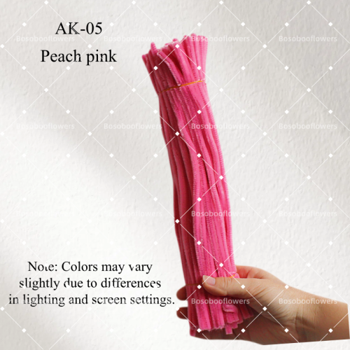 AK-05 Peach Pink Pipe Cleaners Chenille Stems Fuzzy Stick Twisting Stick DIY Art Craft Supplies Bending Wires for Kids School Education Adults Floral Arrangement