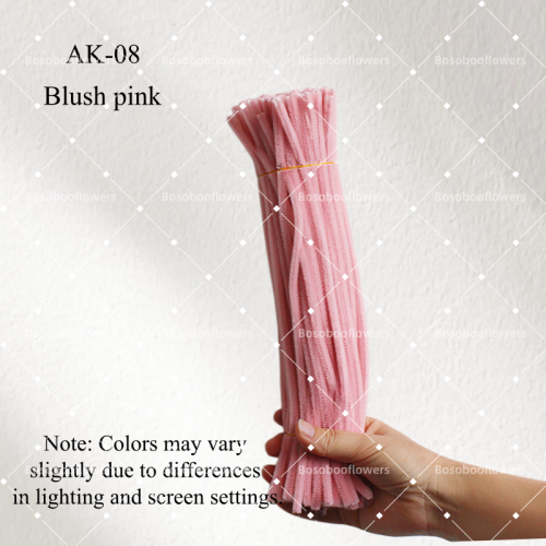 AK-08 Blush Pink Pipe Cleaners Chenille Stems Fuzzy Stick Twisting Stick DIY Art Craft Supplies Bending Wires for Kids School Education Adults Floral Arrangement