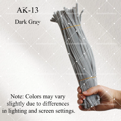 AK-13 Dark Gray Pipe Cleaners Chenille Stems Fuzzy Stick Twisting Stick DIY Art Craft Supplies Bending Wires for Kids School Education Adults Floral Arrangement