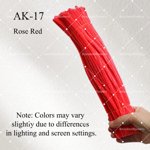 AK-17 Rose Red Pipe Cleaners Chenille Stems Fuzzy Stick Twisting Stick DIY Art Craft Supplies Bending Wires for Kids School Education Adults Floral Arrangement