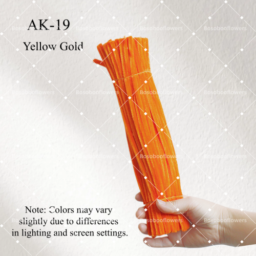 AK-19 Yellow Gold Pipe Cleaners Chenille Stems Fuzzy Stick Twisting Stick DIY Art Craft Supplies Bending Wires for Kids School Education Adults Floral Arrangement