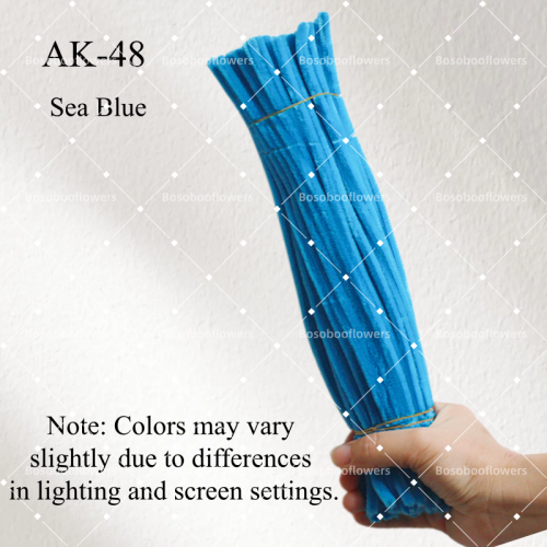 AK-48 Sea Blue Pipe Cleaners Chenille Stems Fuzzy Stick Twisting Stick DIY Art Craft Supplies Bending Wires for Kids School Education Adults Floral Arrangement