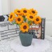 20 PCS * Handmade Pipe Cleaner Sunflower Green Leaves Artificial Simulation Flower Indoor Home Desktop Party Wedding Decor