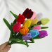 20 PCS * Handmade Pipe Cleaner Tulip Flower Bud Green Leaves Artificial Simulation Flower Indoor Home Desktop Party Wedding Decor