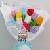 20 PCS * Handmade Pipe Cleaner Tulip Flower Bud Green Leaves Artificial Simulation Flower Indoor Home Desktop Party Wedding Decor