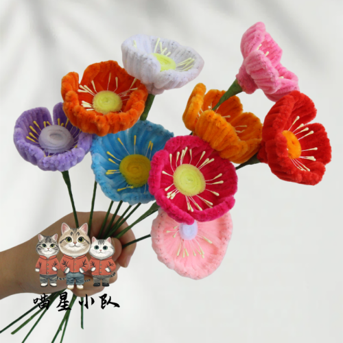 110 PCS * Pipe Cleaner Chenille Stems Handmade Corn Poppy Flower Making Kit DIY Art Flower Bouquet Craft Set Hot Glue Sticks Tape
