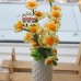 30 PCS * Handmade Pipe Cleaner 5 Daisy Flowers Green Leaf Artificial Simulation Flower Indoor Home Desktop Party Wedding Decor