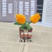 2PCS * Handmade Pipe Cleaner Golden Tulip Flowers Green Leaves Potted Plant Artificial Simulation Flowers Indoor Home Desktop Party Wedding Decor 