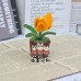 2PCS * Handmade Pipe Cleaner Golden Tulip Flowers Green Leaves Potted Plant Artificial Simulation Flowers Indoor Home Desktop Party Wedding Decor 
