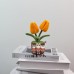 2PCS * Handmade Pipe Cleaner Golden Tulip Flowers Green Leaves Potted Plant Artificial Simulation Flowers Indoor Home Desktop Party Wedding Decor 