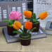40 PCS * Pipe Cleaner Chenille Stems Handmade Golden Tulip Flowers Potted Plant Making Kit DIY Art Flower Bouquet Craft Set
