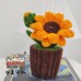 2 PCS * Handmade Pipe Cleaner Golden Sunflowers Green Leaves Potted Plant Artificial Simulation Flowers Indoor Home Desktop Party Wedding Decor 