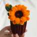 2 PCS * Handmade Pipe Cleaner Golden Sunflowers Green Leaves Potted Plant Artificial Simulation Flowers Indoor Home Desktop Party Wedding Decor 