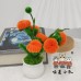 4PCS * Handmade Pipe Cleaner 6 Persimmons & Green Leaves Potted Plant Artificial Simulation Flowers Indoor Home Desktop Party Wedding Decor 