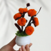 4PCS * Handmade Pipe Cleaner 6 Persimmons & Green Leaves Potted Plant Artificial Simulation Flowers Indoor Home Desktop Party Wedding Decor 