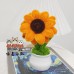 4 PCS * Handmade Pipe Cleaner Golden Sunflower Green Leaves Potted Plant Artificial Simulation Flowers Indoor Home Desktop Party Wedding Decor