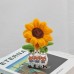 4 PCS * Handmade Pipe Cleaner Golden Sunflower Green Leaves Potted Plant Artificial Simulation Flowers Indoor Home Desktop Party Wedding Decor