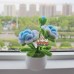 4PCS * Handmade Pipe Cleaner Gradient Color Rose Flower Green Leaves Potted Plant Artificial Simulation Flowers Indoor Home Desktop Party Wedding Decor 
