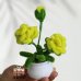 4PCS * Handmade Pipe Cleaner Gradient Color Rose Flower Green Leaves Potted Plant Artificial Simulation Flowers Indoor Home Desktop Party Wedding Decor 