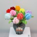 10 PCS * Handmade Pipe Cleaner Fat Tulip Flower Green Leaves Artificial Simulation Flower Indoor Home Desktop Party Wedding Decor