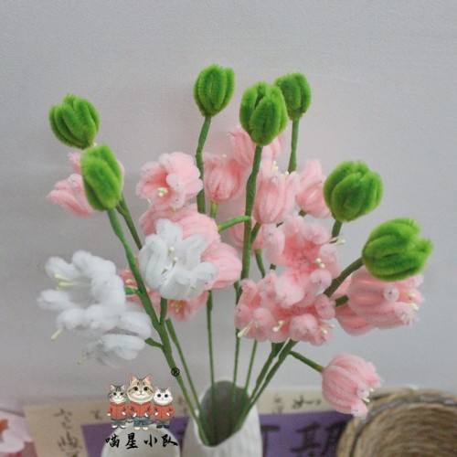 3 PCS * Handmade Pipe Cleaner Lily of the Valley Artificial Simulation Flower Indoor Home Desktop Party Wedding Decor