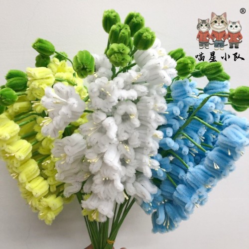 1 PCS * Handmade Pipe Cleaner Lily of the Valley Cluster Artificial Simulation Flower Indoor Home Desktop Party Wedding Decor