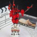 10 PCS * Handmade Pipe Cleaner Red Plum Blossom Artificial Simulation Flower Indoor Home Desktop Party Wedding Decor