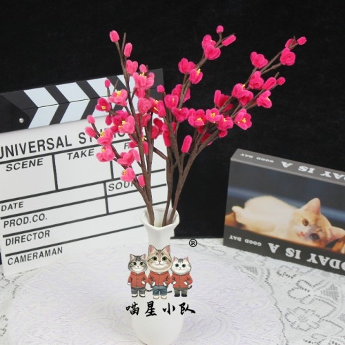 1 PCS * Handmade Pipe Cleaner Plum Blossom Artificial Simulation Flower Indoor Home Desktop Party Wedding Decor