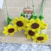 20 PCS * Handmade Pipe Cleaner Yolk Sunflower Green Leaves Artificial Simulation Flower Indoor Home Desktop Party Wedding Decor 