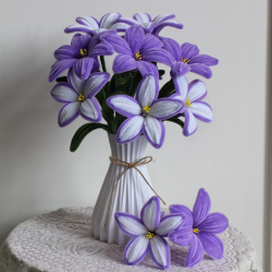 Exactly Same Lily Making Kits As Tiktok Live Streaming Fuzzy Pipe Cleaner Chenille Stems DIY Craft Supplies For White & Purple Lily