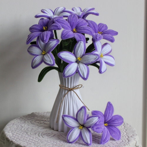Exactly Same Lily Making Kits As Tiktok Live Streaming Fuzzy Pipe Cleaner Chenille Stems DIY Craft Supplies For White & Purple Lily
