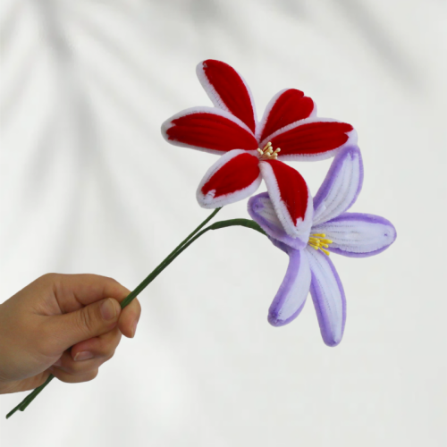 12 PCS * Handmade Pipe Cleaner Bicolor Lily Flower Artificial Simulation Flower Indoor Home Desktop Party Wedding Decor 