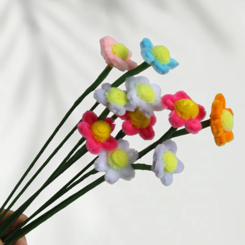 30 PCS * Handmade Pipe Cleaner Chenille Stems Single Daisy Flower Artificial Simulation Flower Indoor Home Desktop Party Wedding Decor 