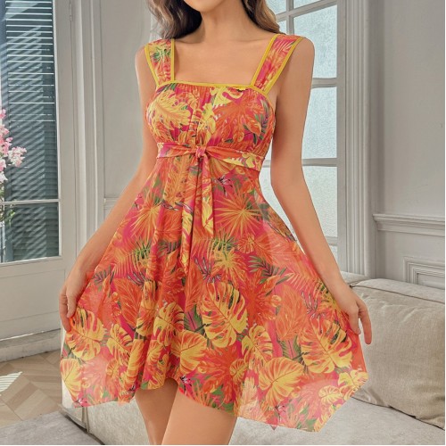 Women's Sexy Lingerie Sleeveless A-line Asymmetrical Hemline Short Sleeping Skirt Dress